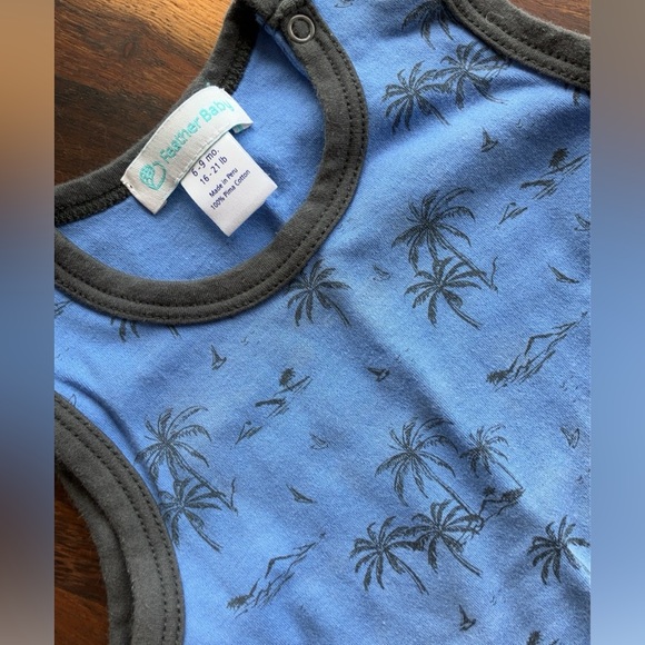 Feather Baby 6-9m Palm Tree one piece outfit EUC - Picture 2 of 3